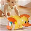 Ykgutilu Anatra strisciante, giocattolo per bambini da 1 anno, con regolazione del suono e della velocità, ricaricabile tramite USB, per bambini da 6 mesi a 5 anni