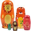 TENGWA 5 Pezzi Matrioska Impilabili Matrioska Russa Originale Animali dei Cartoni Animati Legno Fatto a Mano Decorazione per Mobili Regalo di compleanno per Bambini e Bambine dai 3 Anni in su