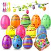 NTGFU Uova di Pasqua da appendere - 36 pezzi Uova di Pasqua stampate con nastri, guscio di uovo di plastica vuoto, riempibile, caccia all'uovo, riempitivi, riempitore per cestini, decorazione per albero di