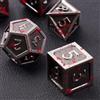 ORUZA Set di dadi in metallo macchiato di sangue su dadi D&D poliedrici RPG con sacchetto di dadi in pelle per dungeons and drons regali TTRPG