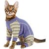 PUMYPOREITY Tuta Post Operatoria Gatto, Morbido Body Gatto Post Operatorio con Manica Lunga Maglioncino per Gatto Coprire i Punti dopo l'operazione(Viola, S)