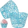 M METERXITY 50 Pcs Cupcake Wrappers, Carta Perlata, Cupcake Liners Traforati Con Pizzo A Goccia Per Decorazioni Di Matrimoni/Feste Di Compleanno, Carta Per Dolci [Azzurro Cielo]