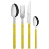 SABRE PARIS - Servizio di posate 4 pezzi - Bistrot - Coltello, forchetta, cucchiaio e cucchiaino - Acciaio inox e nylon - Va in lavastoviglie - Giallo
