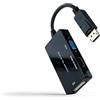 Blendend Convertitore multifunzione DP a HDMI, DVI e VGA di colore nero, con una lunghezza di 20 cm, ideale per collegare diversi dispositivi di visualizzazione.