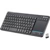 Atlantis Mini Tastiera con TouchPad multitouch integrato - Wireless senza fili RF + Bluetooth, QWERTY, Tasti funzione multimediali, per PC/Notebook/Smart TV/Smartphone/Tablet/iOS/Android - Nero