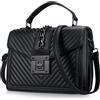 Voikukka Borsa con manico superiore con tracolla Borsa a tracolla Borse in pelle per le donne Borsa nera Borsa a tracolla trapuntata Borsa classica con patta, nero, 10 x 8 inch