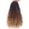 Samtress 8 pacchetti Boho Box Trecce capelli all'uncinetto 14 pollici 3 toni Ombre Pre Looped Dea Box Trecce con estremità ricce Messy sintetico intrecciando le estensioni dei capelli (# 53)