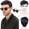 SDXCJY Parrucca corta nera da uomo, costume anni '70 e '80, capelli ricci soffici per cosplay, parrucca per ragazzi, capelli lisci