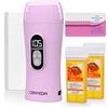 CENYEDA Cera digitale su rotolo, kit per la depilazione, kit per cera Honey Roller Waxing Kit, scalda cera portatile a temperatura controllata e termostabile, per donne e uomini, viola