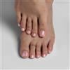 MouyouGlow 24 Pezzi Falso Unghie Finte Piedi Corte,Squared Glaze Chrome Rosa Unicolore Pink Plain Estate INS Fake Feet Toe Nails Full Cover Foot Press on Nails
