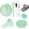 Fun Gift Set di ciotole per maschera facciale, set di strumenti per la cura del viso, include ciotola per il viso, spatola, spatola, pennelli in silicone per maschera (verde), regali di Natale