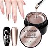 U-Shinein Gel per unghie metallizzato, colore argento e oro, per pittura in metallo, super riflettente, gel UV, fai da te, colore oro rosa chiaro