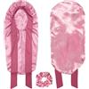 YAWYO Cuffia da Notte Lunga in Seta, Berretto in Raso con Fascia Elastica e Scrunchie per Capelli Lunghi, Lisci o Ricci per Donne e Ragazze (Rosa Chiaro)
