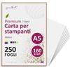 younikat Carta A5 160 g/m² bianca 250 fogli - per stampa e origami you0193
