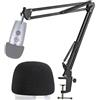 YOUSHARES Supporto Microfono da Tavolo, Supporto per Microfono a Braccio Regolabile con filtro anti-pop, Braccio Portamicrofono da Studio Professionale, per Blue Yeti Nano microfono (Nero)