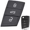 XUKEY Gomma Chiave Pad 3 Tasti per Polo Golf 7 Tiguan Octavia Fabia Kodiaq Karoq Ateca Leon Ibiza Riparazione Chiave Dell'automobile Shell Sostituzione Della Copertura Fob Caso Pelle 2016 2017 2018 2019
