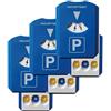 Prolac - 3 dischi orari per parcheggio auto, con 3 gettoni integrati per carrello della spesa e raschietto per ghiaccio, in plastica resistente
