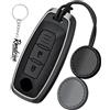 Rondrive Custodia per chiave auto, cover compatibile con Nissan X-Trail T32 Qashqai J12 e-Power Ariya 2024-2026 lega di zinco + custodia portachiavi in pelle tipo A nero