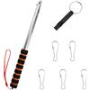 PETERMALLON Set di aste telescopiche per bandiere telescopiche, 2,5 m, asta telescopica blu, allungabile con 5 clip e 3 pipe per guide turistiche, campeggio, insegnanti, gite, colore rosso