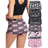 Morvia Confezione da 6 boxer gotici con stampa di Halloween, biancheria intima a vita alta con fascia elastica, motivo teschio rosa e stelle, Multicolore 3, Large