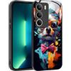 YUXING Cover per Realme C71 4G / Realme P3 Lite - Abstact Art Geometry Pattern Antigraffio Vetro Back Cover, Custodia Antiurto Antiscivolo Sottile (Dog)