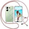 ISOI Cover con Cordino per Xiaomi Redmi Note 13 4G, Custodia Trasparente con Collana Tracolla Laccio Collo Ultra Sottile Morbido TPU Silicone Antiurto AntiGraffio Antiscivolo Case, Rosa