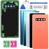 Eonpam Coperchio Batteria Vetro Posteriore Sostituzione per (Samsung Galaxy S10+ Plus) Kit di Riparazione coperchio Posteriore originale con obiettivo della fotocamera （Flamigo Rosa）