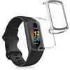 kwmobile Set 2x Custodia Smartwatch Compatibile con Fitbit Charge 6 / Charge 5 Cover - Case Silicone Protezione Orologio Fitness trasparente/argento