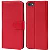 Verco custodia per Apple iPhone 7/8, Case per iPhone 8 Cover PU Pelle Portafoglio Protettiva, Rosso