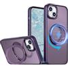 XKchatpt Custodia magnetica con anello ruotabile a 360°Mag-Stand per iPhone 15; cover rigida in silicone antiurto con supporto ad anello per iPhone 15（Viola）