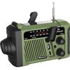 BORDEAG Radio Portatile Emergenza FM/AM,1800MA Radio Portatile Manovella,Radio Solare Emergenza,Radio Solare A Carica Manuale Per Uso All'aperto,Campeggio,Emergenze,Generazione Di Energia A Manovella SOS