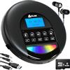 KLIM Nomad Lettore CD Portatile - Batteria a Lunga Durata - Include Auricolari KLIM Fusion - 16GB TF Card - Compatibile con CDR, CDRW, MP3 - Lettore SD, Radio FM, Bluetooth - Ideale per Auto - Nero