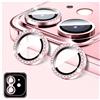 LucBuy Proteggi Obiettivo Fotocamera Compatibile con iPhone 13/13 Mini, Protezione per Obiettivo Della Fotocamera in Vetro Temperato con Diamante, Anelli Metallici Scintillanti (Rosa)