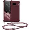 kwmobile Custodia Compatibile con Google Pixel 7 Cover - Back Case in Silicone TPU - Protezione Smartphone con Cordino - viola bordeaux