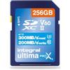 Integral Scheda di memoria SDXC professionale ad alta velocità da 256 GB UHS-II SD V60 fino a 300 MB/s in lettura e 200 MB/s