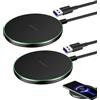 kcrnw Confezione da 2 caricabatterie induttivi da 35 W, senza fili Qi con funzione di ricarica rapida, caricabatterie wireless compatibile con iPhone 17/16/15/14/13/12, Samsung Galaxy, Google Pixel per casa