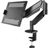 RATSTONE Braccio Monitor Scrivania,Supporto Per Monitor 2 In 1 Con Vassoio, Capacità Fino a 10 Kg, Altezza Regolabile,Compatibile Con Laptop Fino a 17 Pollici, Braccio Per Scrivania Con Morsetto/Foro