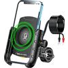 BRCOVAN Supporto Telefono Motociclo con Qi 15W Caricatore Wireless e 20W USB-C Porta Ricarica, Moto Manubrio Porta Cellulare per 4'' - 8'' Smartphones