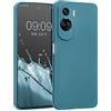 kwmobile Custodia Compatibile con Honor 90 Lite 5G Cover - Protezione Back Case Morbida - Silicone TPU Effetto Metallizzato blu caraibi metalizzato