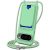 SLWYF Custodia per Google Pixel 10/Google Pixel 10 Pro Cover con cordino regolabile, con porta carte, Silicone Antiurto TPU Regolabile Stylish custodia a tracolla per Google Pixel 10 Pro, Verde