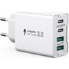 sccvee Caricatore USB C da 40W, caricatore multiplo a 4 porte con USBC e USBA, caricatore da parete USB C a doppia porta PD+QC compatibile con iPhone 15/14/13/12/Pro Max/XS/XR/Samsung/Tablet
