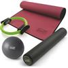 Sissel KIT PILATES CASA n°3 COMPACT: Circle compact, Soft Ball, Rullo e Materassino bordeaux, Antracite, KIT PILATES HOME 3 COMPACT