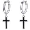 VONALA Orecchini a cerchio con croce in argento Sterling 925 con pendenti a goccia Orecchini a cerchietto gioielli per compleanno Regali per donne, Medio, Argento sterling, Non pietra preziosa