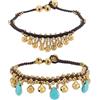 PH PandaHall Bracciali Caviglia Bohemien 2 pz Cavigliere Campana Cavigliere Indiane Oro Turchese Goccia per Caviglie per Donne Adulti Estate Spiaggia Gioielli, 24cm