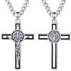 AEONSLOVE Collana Croce di San Benedetto Argento 925 Collana con Crocifisso Uomo Ciondolo Croce Cristiana Donna Medaglia San Benedetto Gesù Cristo Gioielli Cattolico Cristiani