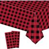 COSORO 2 Pezzi Tovaglia Plastica Rettangolare,137 * 274cm Tovaglia Antimacchia Impermeabile Rosso Nero Quadri Grande,Tovaglie per Festa Decorazione Desktop per Festa di Compleanno Matrimonio Natale
