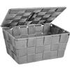 Wenko 22793100 Adria Cestino da bagno con coperchio grigio, 19 x 14 x 10 cm.