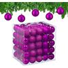 Relaxdays Palline di Natale, Set 100 Palle Albero, Addobbi Natalizi, ∅ 6 cm, in Plastica Opaca, Lucida, Glitter, Fucsia