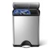 simplehuman CW1830 cestino rettangolare per raccolta differenziata, pattumiera da cucina, acciaio inox spazzolato, 46 L (30/16)