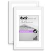 Americanflat Cornice portafoto 8 x 12 in bianco, confezione da 2 - da utilizzare come cornice 6 x 8 con tappetino - include accessori per appendere denti di sega per display orizzontale o verticale